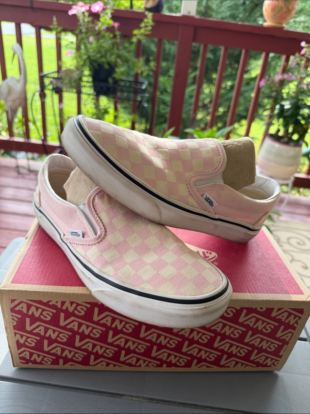 Vans Slip-On Checkerboard Sneakers - Light Pink & Cream